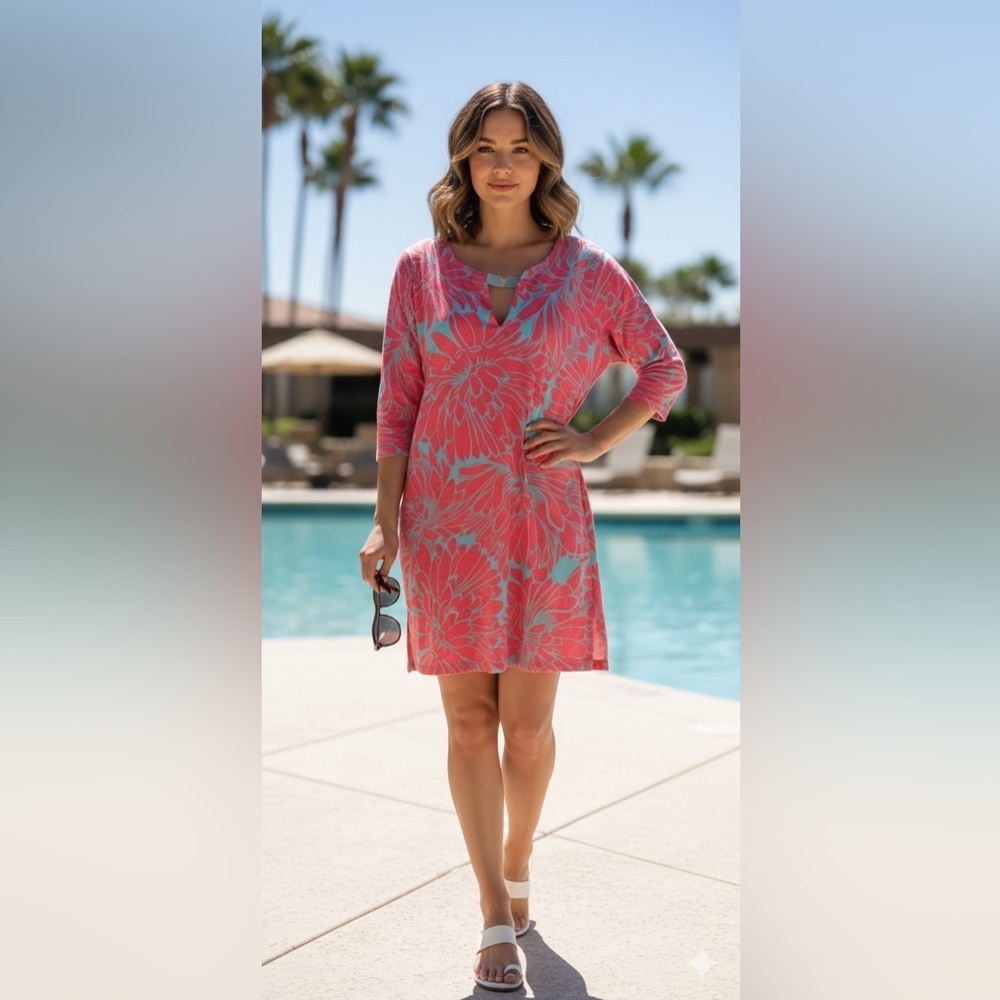NWT Haley and the Hound Blue & Pink Floral Print Dress Size S